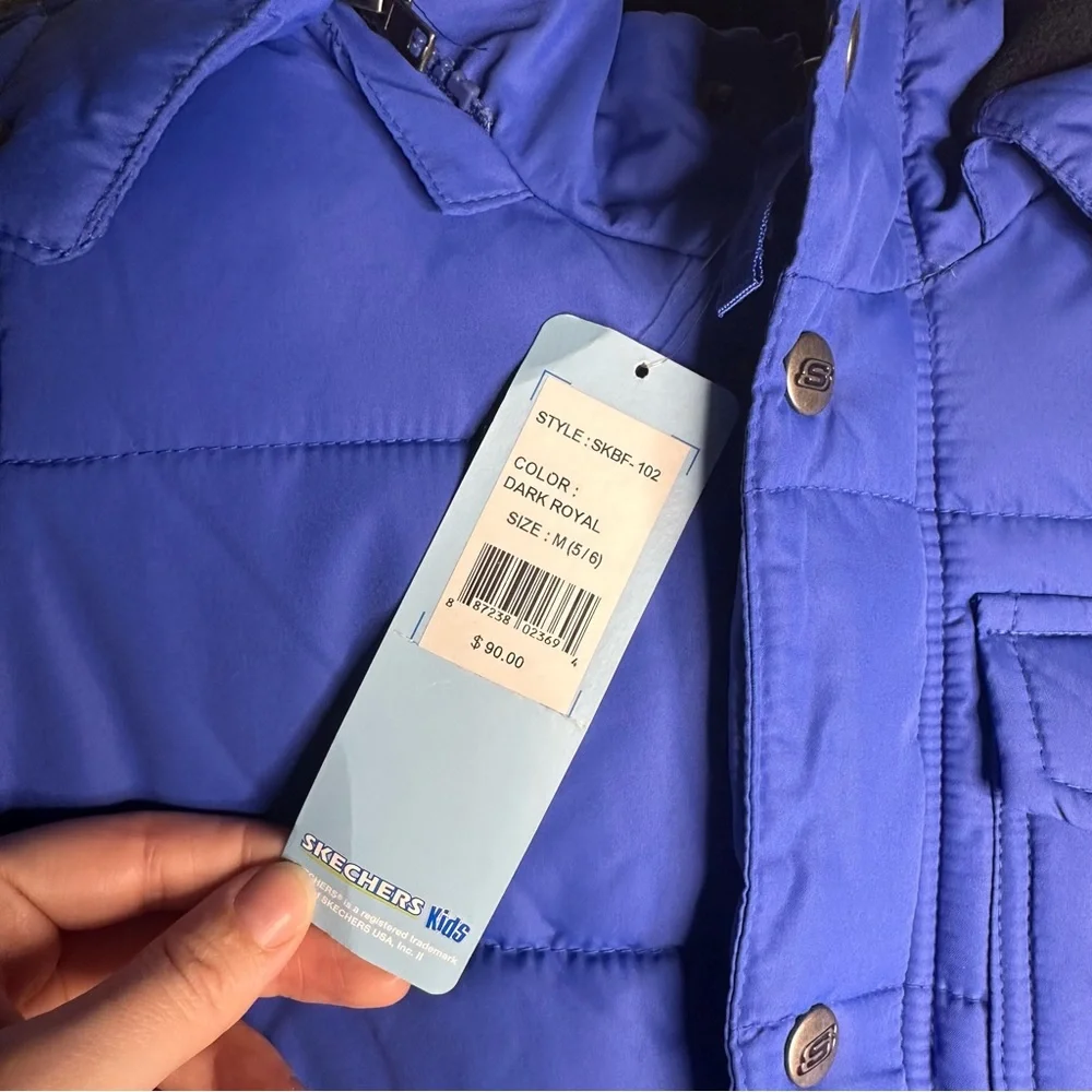 NWT Sketchers Kid’s Blue Puffer Winter Coat Size Medium 5/6 - Picture 5 of 10